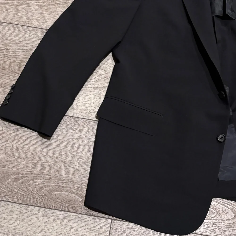 Brooks Brothers Blazer Mens 46R Black BrooksCool Two Button Suit Jacket Business